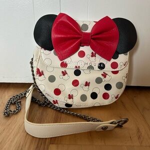 LoungeflyMinnie Mouse Polka Dot Crossbody Bag